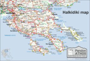 map of halkidiki and ouranoupolis for halkidki weather